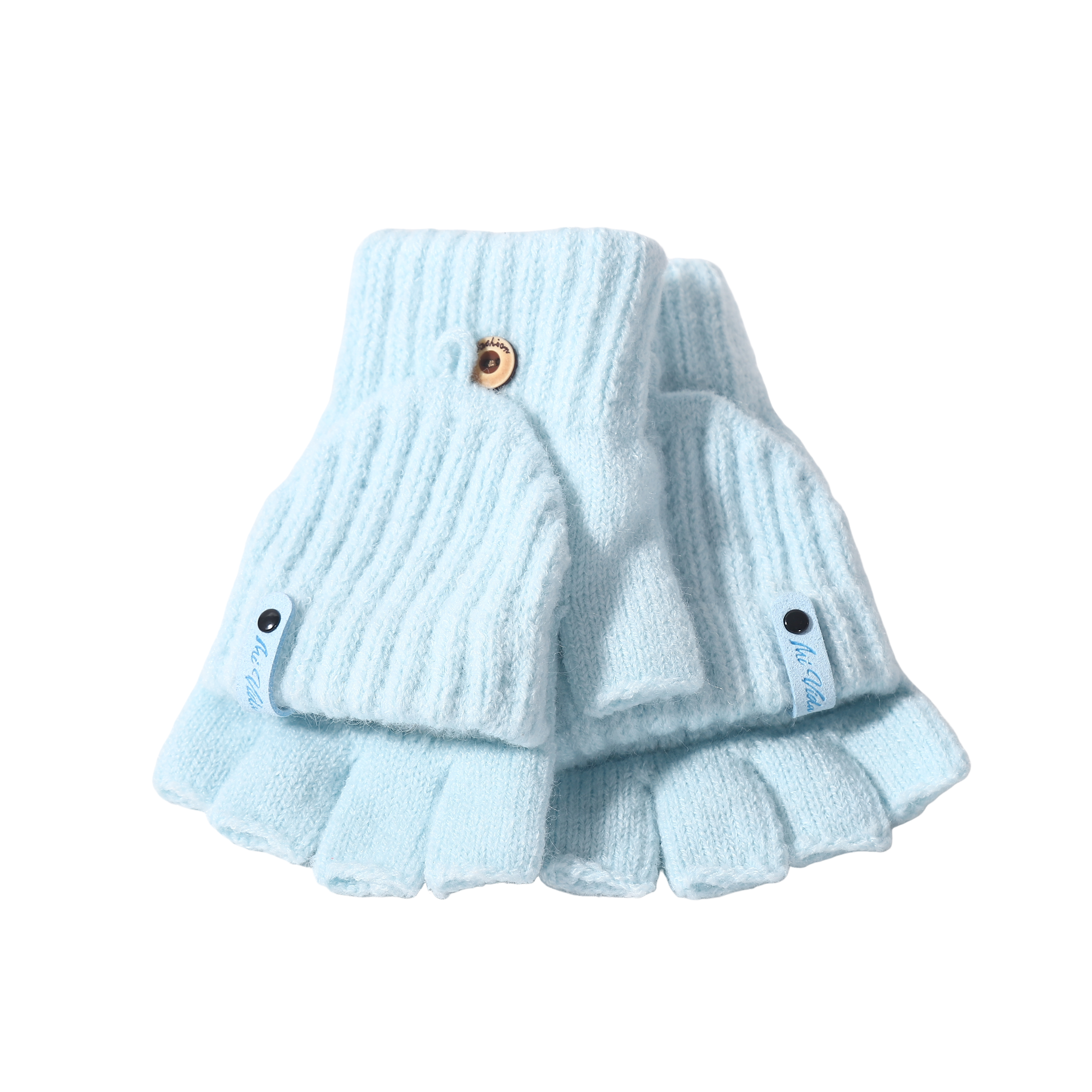 Halbfinger - Handschuh - Strick mit Klappe