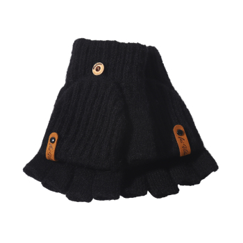 Halbfinger - Handschuh - Strick mit Klappe