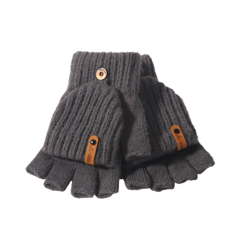 Halbfinger - Handschuh - Strick mit Klappe