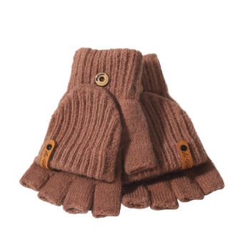 Halbfinger - Handschuh - Strick mit Klappe