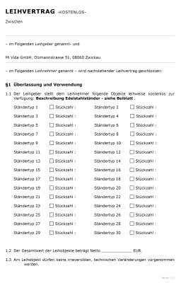 Leihvertrag - Edelstahlständer