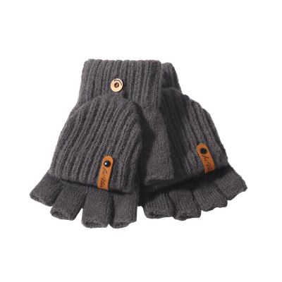 Halbfinger - Handschuh - Strick mit Klappe