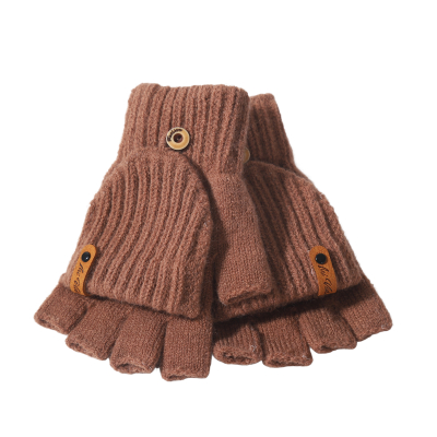 Halbfinger - Handschuh - Strick mit Klappe