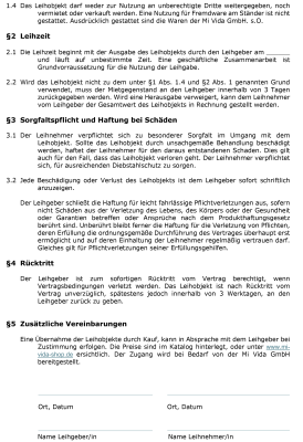 Leihvertrag - Edelstahlständer