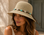 Strohhut  - Cloche Style Muschel